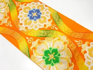 アンティーク　花立涌模様織り出し袋帯（着用可）